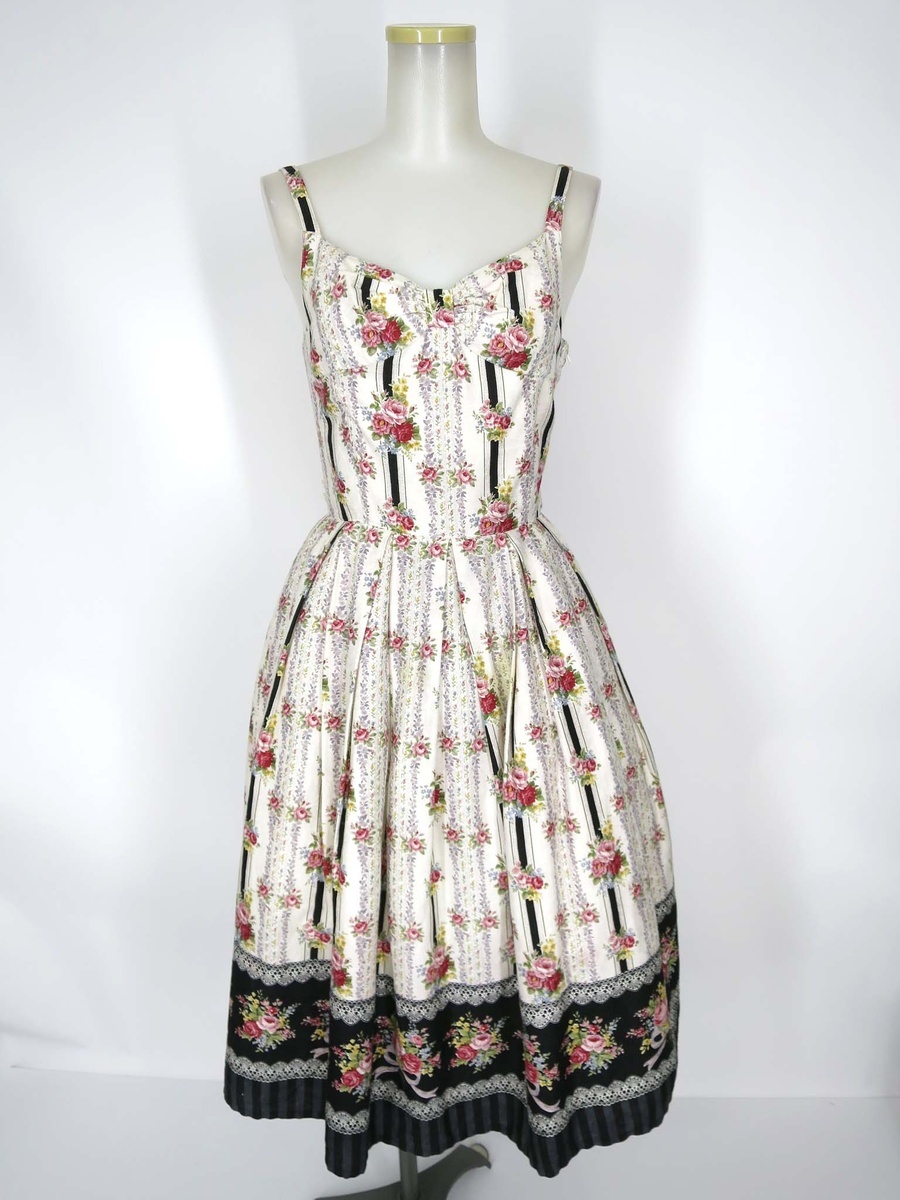 Preview of Innocent World Rose Bouquet Stripe Jumper Skirt / Innocent World [B77408]