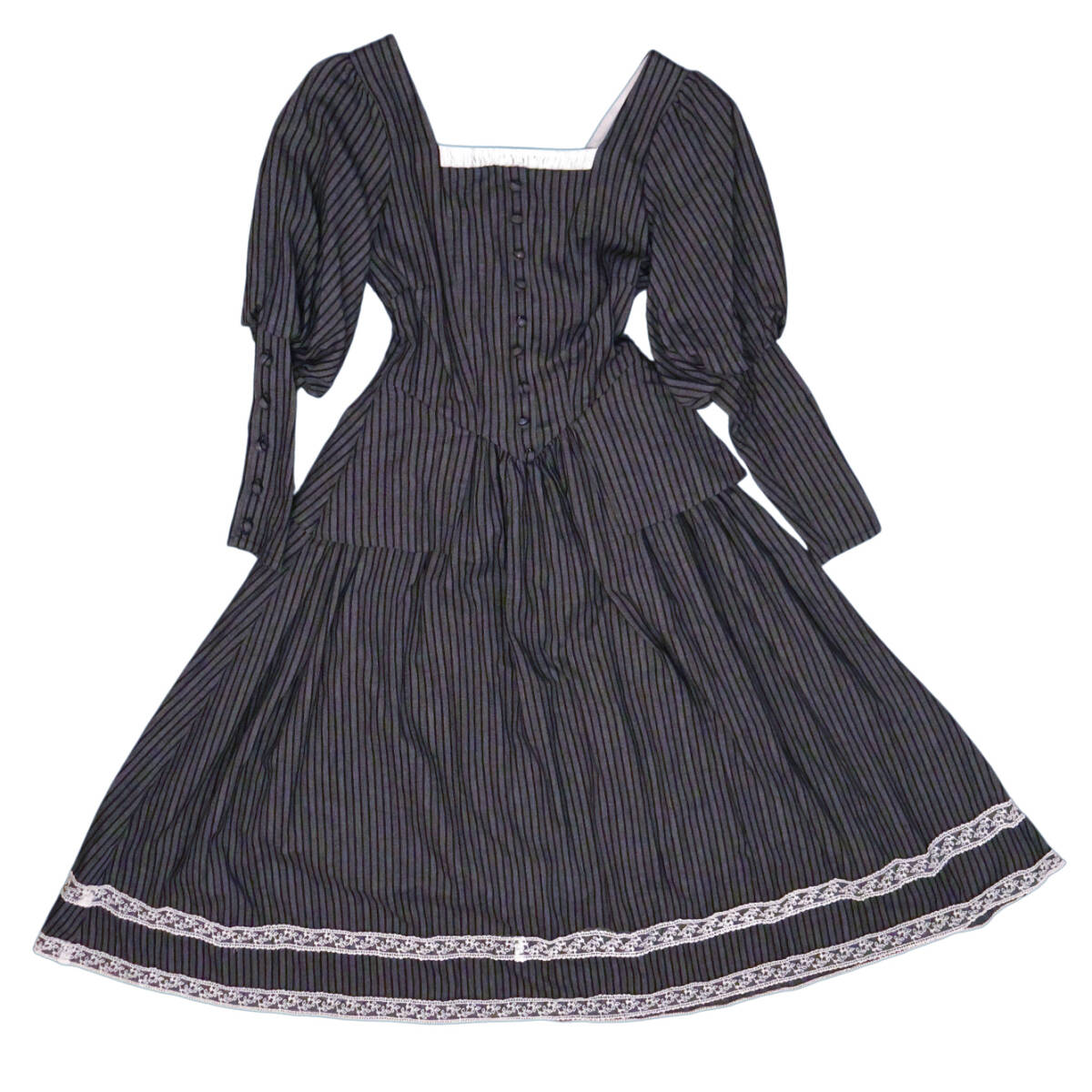 Preview of Chinese Lolita brand clothing, striped classical Lolita dress, Lolita OP Dress, Halloween, Gothic style, vintage style.