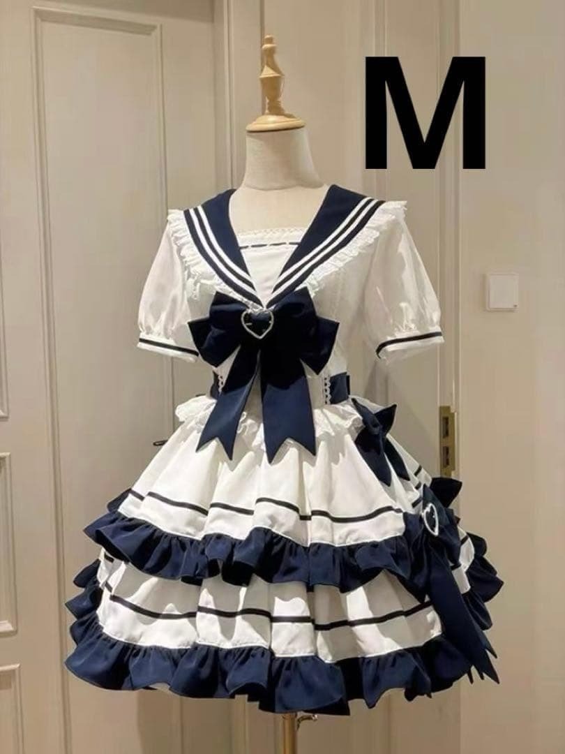 Preview of セーラー風 ハートバックル フリル ワンピース 量産型 地雷系 ロリータ M