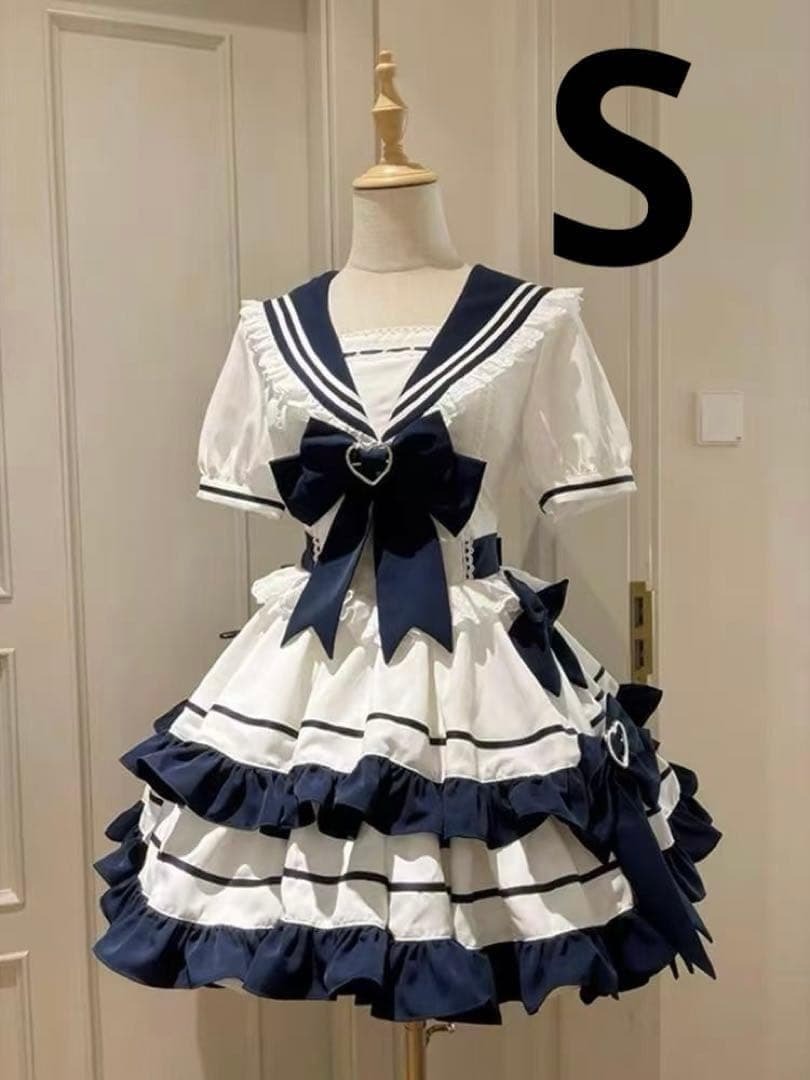 Preview of セーラー風 ハートバックル フリル ワンピース 量産型 地雷系 ロリータ S