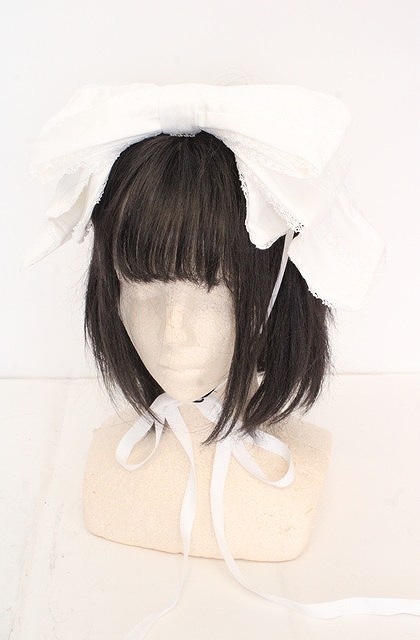 Preview of metamorphose / はしごレースリボンヘッドドレス シロ O-26-09-29-1003-ME-AC-OW-OS