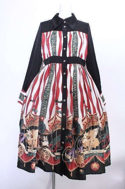 Preview of ALICE and the PIRATES / Escape Beast柄シャツワンピース エンジ S-26-09-29-050-PA-SK-SZ-ZS