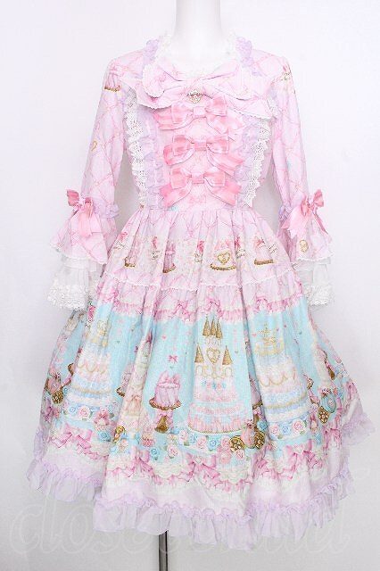 Preview of BABY,THE STARS SHINE BRIGHT / Princess Entremets A Dream in a Sweet Castle柄ワンピース ピンク S-26-09-25-044-BA-ZA-HR-ZS