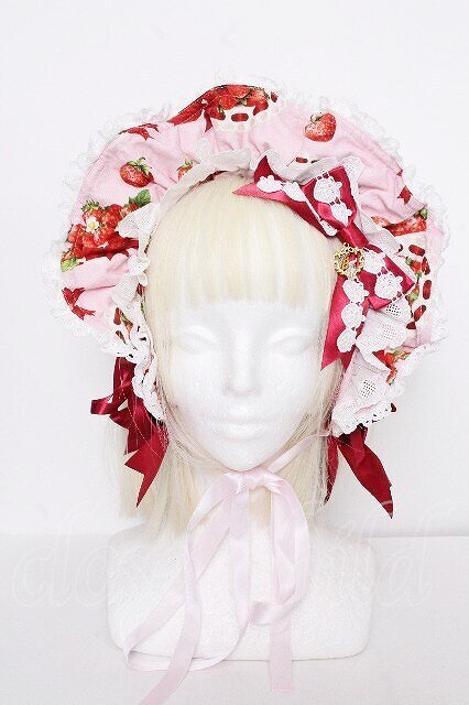 Preview of BABY, THE STARS SHINE BRIGHT / Love's Strawberry Afternoon Tea Pattern Bonnet Pink S-26-10-04-003-BA-OP-HR-ZS