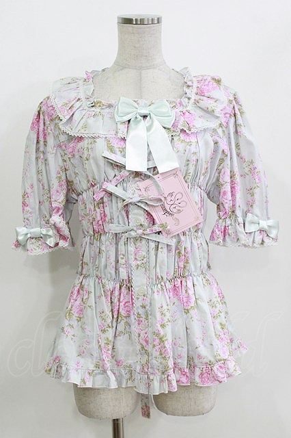 Preview of metamorphose / 【プラスサイズ】シャーロットスクエアあき半袖ブラウス 2 ミント H-26-09-27-1066-ME-BL-YZ-ZH