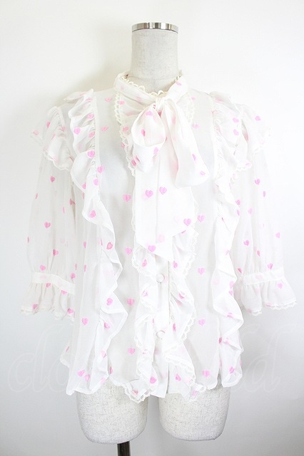 Preview of Angelic Pretty / Petit Heartブラウス 白Ｘピンク I-26-09-21-003-AP-BL-SA-ZI