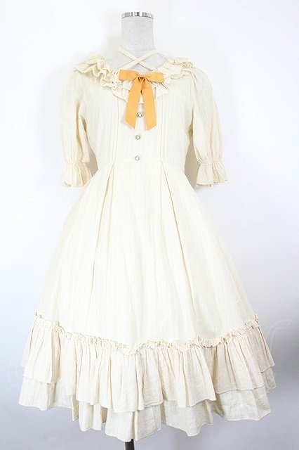 Preview of Amavel / Frilly Ribbonコットンワンピース 生成り I-26-10-01-071-CA-OP-SA-ZI