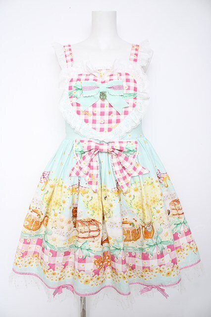 Preview of BABY,THE STARS SHINE BRIGHT / Bee My Sweet Honey柄ハートヨークジャンパースカート ミント Y-26-10-07-021-BA-OP-SZ-ZY