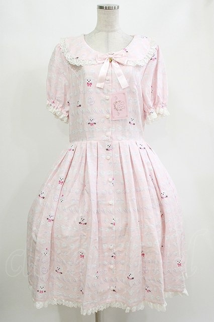 Preview of metamorphose / 【プラスサイズ】ふわふわメレンゲクッキー半袖ワンピース プラスサイズ ピンク H-26-10-12-1001-ME-OP-NS-ZH