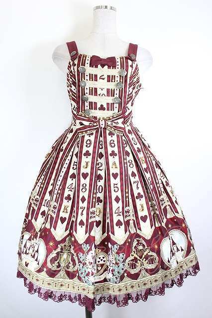 Preview of Angelic Pretty / Wonder Queen SpecialジャンパースカートSet ボルドー I-26-10-05-038-AP-OP-SA-ZI