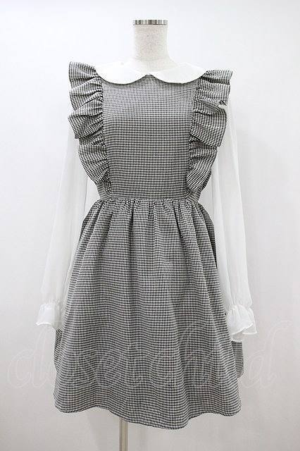 Preview of Ank Rouge / ギンガムチェック&シフォン袖ドッキングワンピース M 黒Ｘ白 H-26-10-11-1037-CA-OP-SA-ZH
