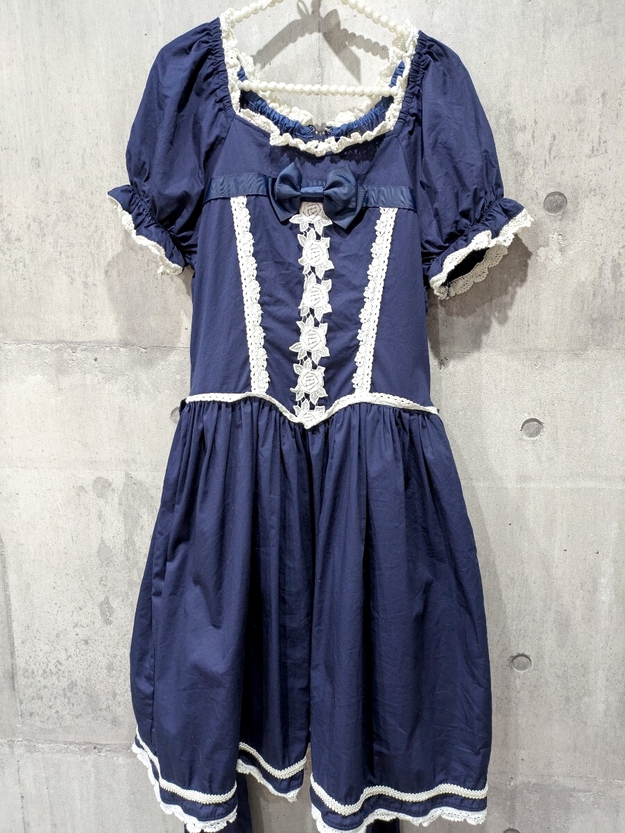 Preview of Excellent condition ALICE and the PIRATES dress, navy, puff sleeves, ribbon, Lolita, classical style.
