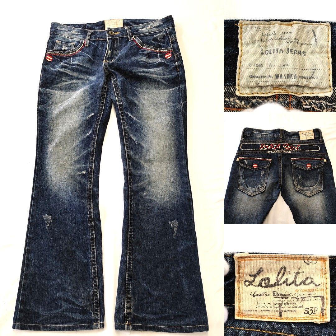 Preview of 3631 LOLITA JEANS ロリータジーンズ フレア デニム 刺繍 W30 Y2K デニムパンツ XL ブーツカット ベルボトム ローライズ ダメージ加工 2XL