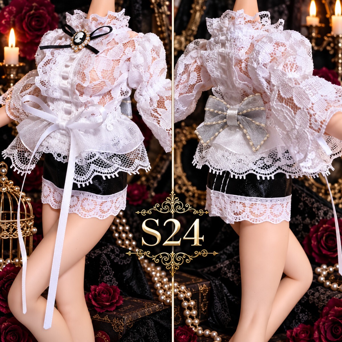 Preview of TBLeague1/6ドール:*・゜☆．（ファイセン）S24★ゴシックロリータ風★ レースブラウス＆スカートセット アンティーク調