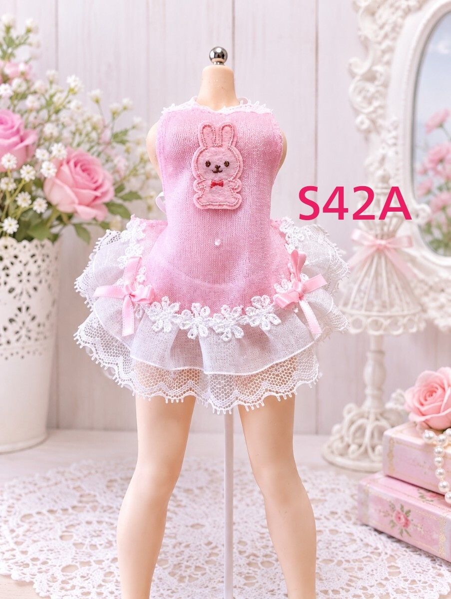 Preview of ☆S42A☆ Fluffy Lace Dreamy Lolita Bunny Dress ★2-Piece Set★★Sheer★1/6★