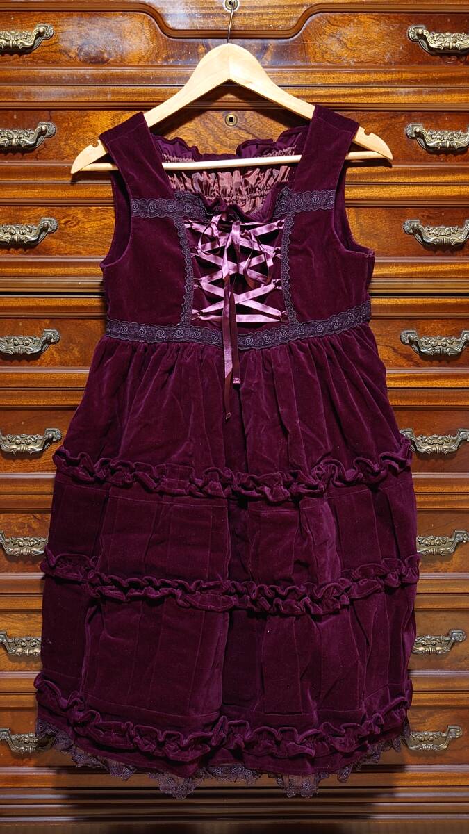Preview of Innocent World Velveteen Jumper Dress, Burgundy