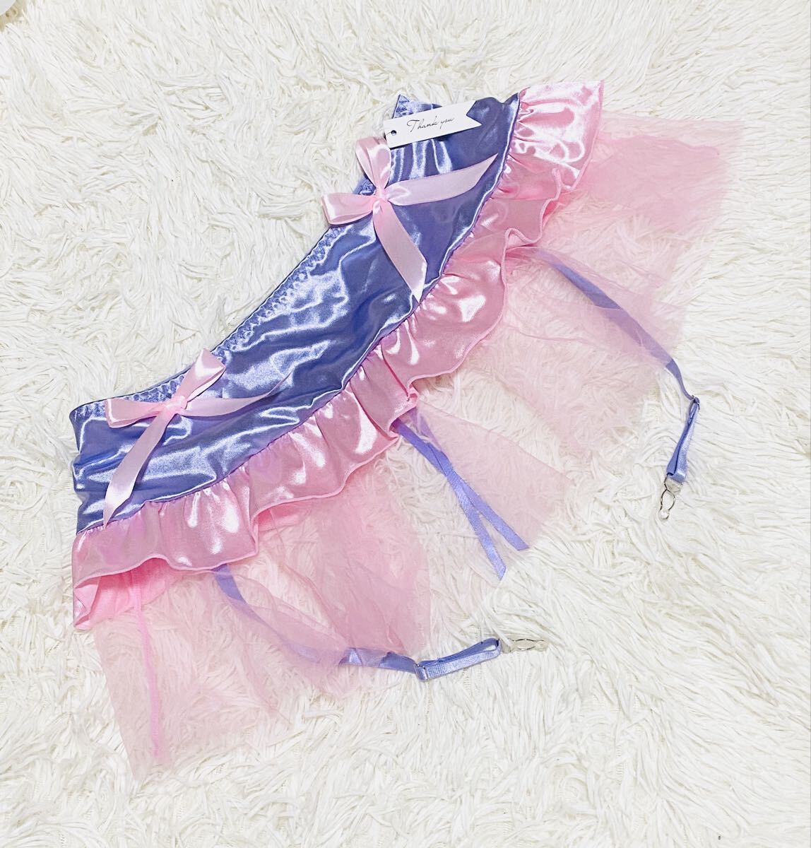 Preview of No1211 ガータースカート XLサイズ 大きいサイズ サテン リボン ロリータ 紫 ピンク レース セクシー サテン