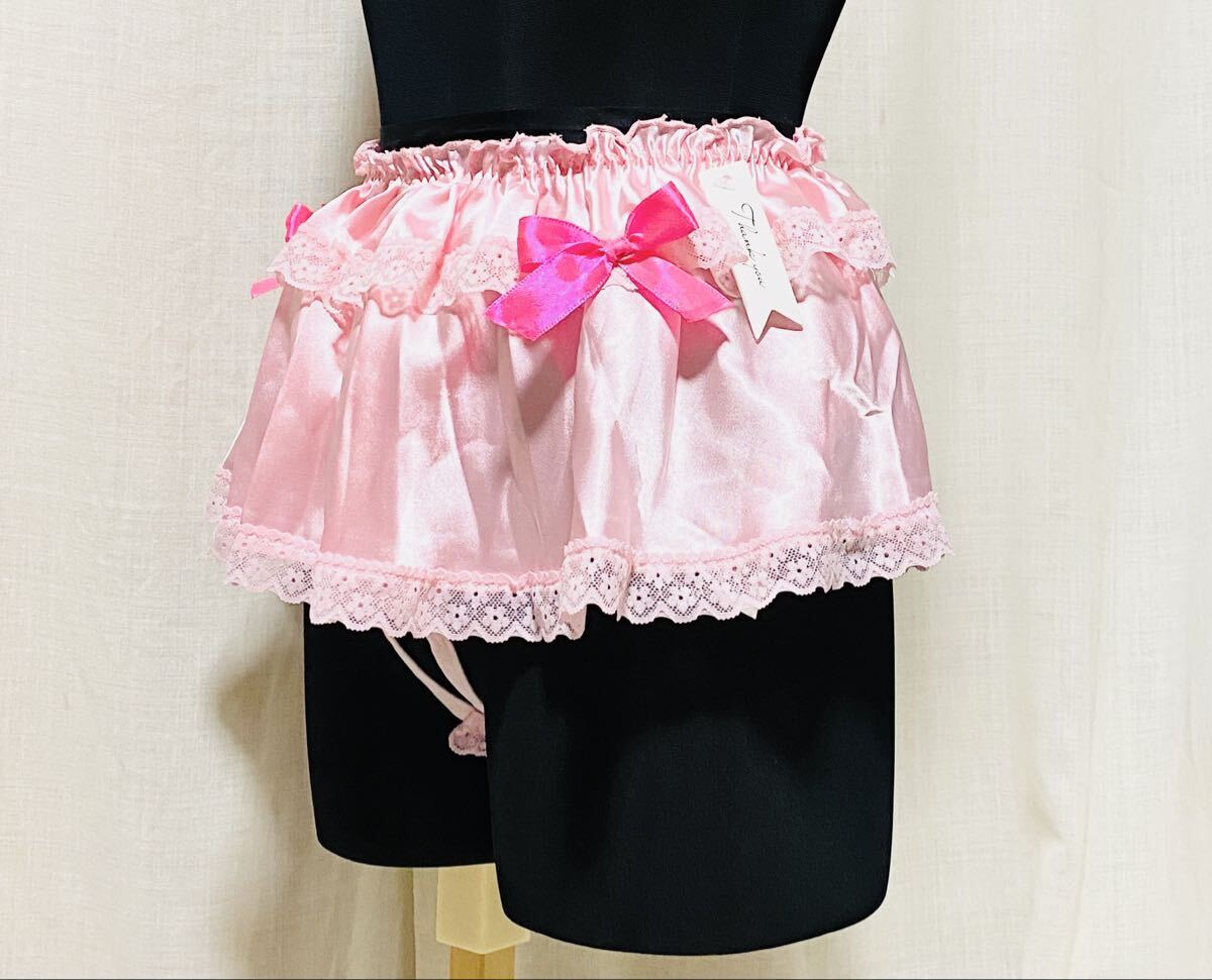 Preview of No.1627 セクシースカートショーツ 4Lサイズ 大きいサイズ サテン リボン ピンク スベスベ ロリータ