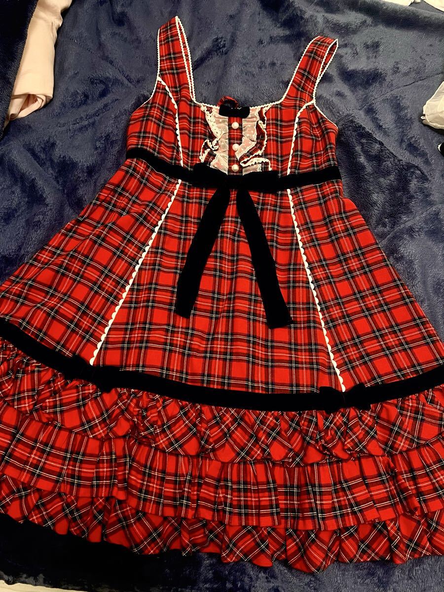 Preview of Angelic Pretty Classical Heroine Jumper Skirt (JSK) - Red Tartan Check