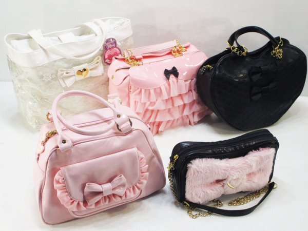 Preview of R712 【未使用保管品★タグ付含む】 コケティッシュティアラ Coquettish Tiara バッグ 5点 まとめ / フリル ハート リボン 姫系 ロリータ