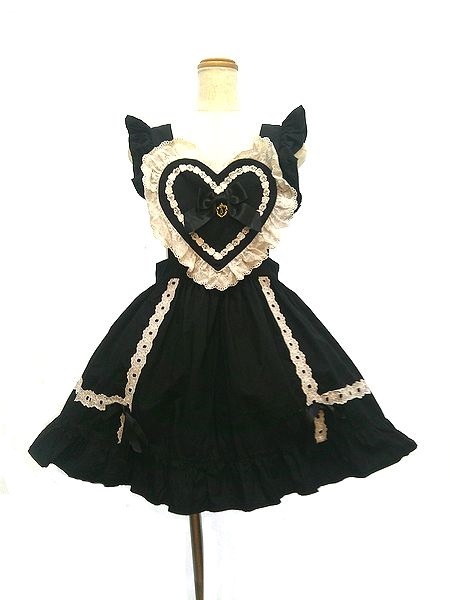 Preview of BABY THE STARS SHINE BRIGHT Heart Apron Lolita Black x Off-White