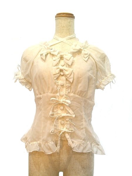 Preview of Metamor Phose Short-Sleeve Ribbon Blouse (Metamorphose Chiffon)