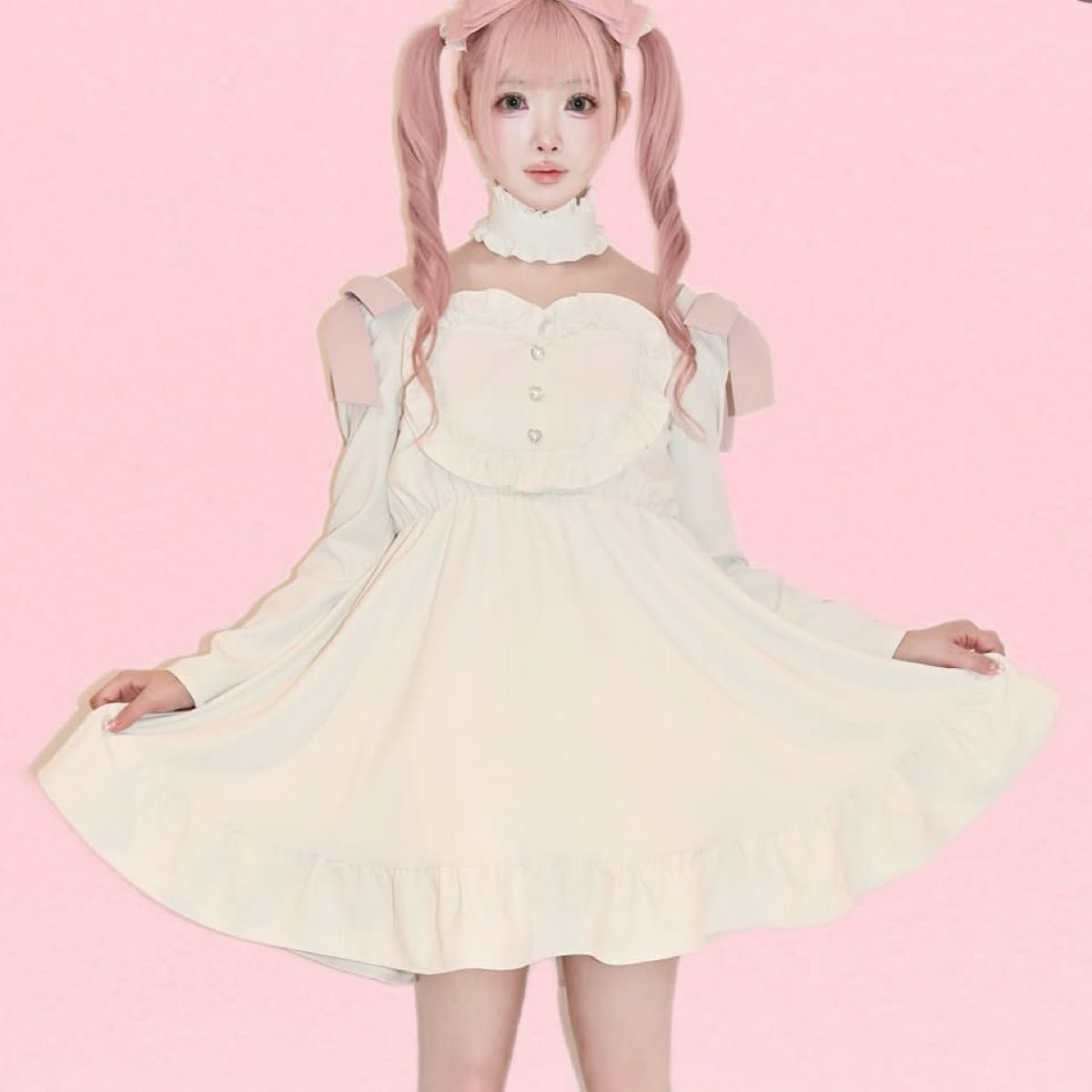 Preview of 桃饅頭ちゃん ハート型フリルワンピース ロリータ ティアードフリルスカート しまむら