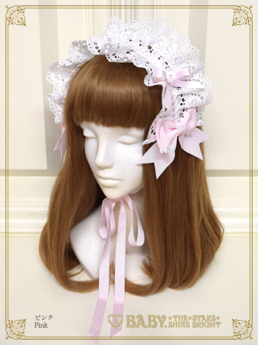 Preview of Fallin' Ribbon Head Dress BABY, THE STARS SHINE BRIGHT Pink White Sweet Lolita