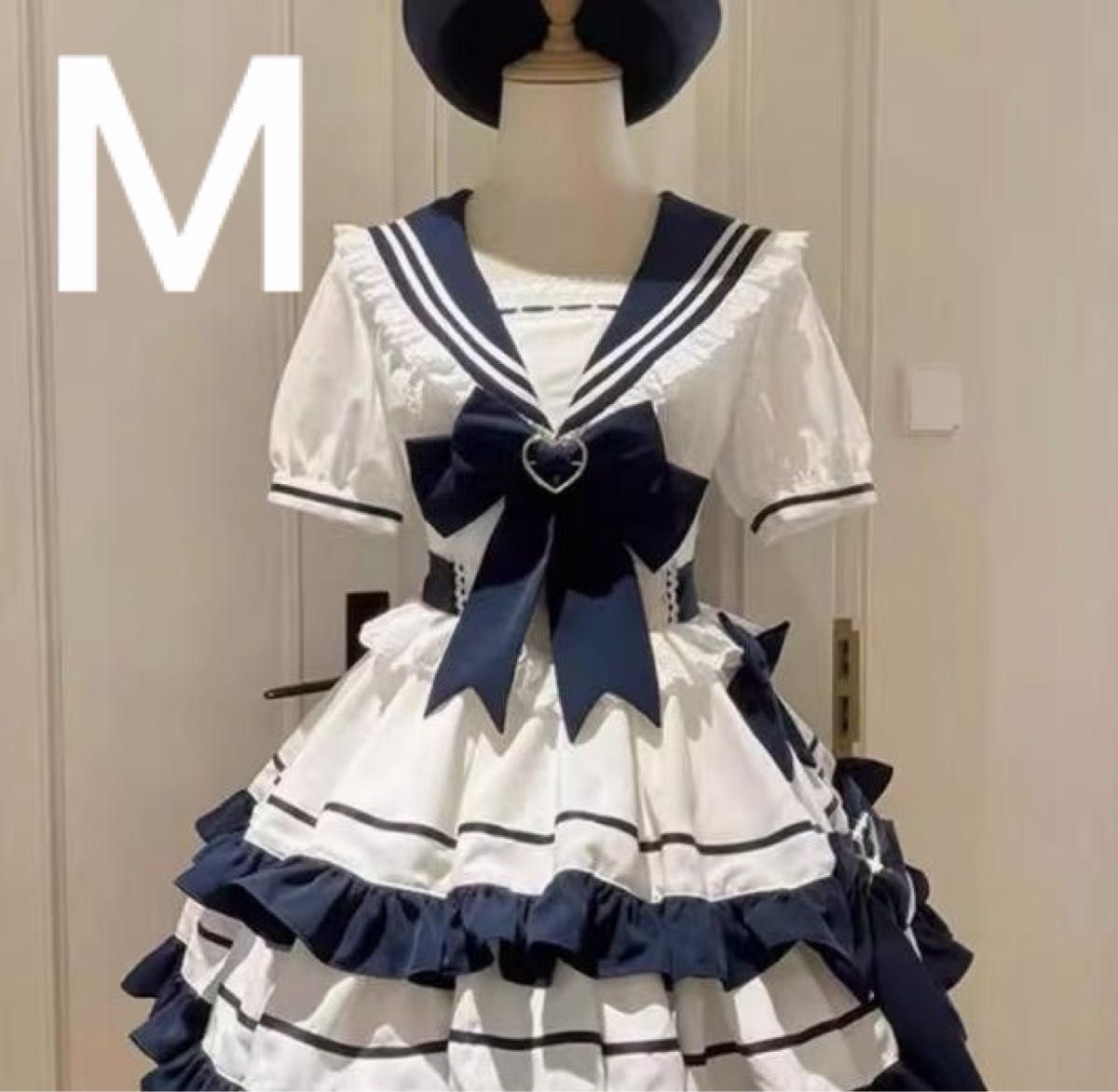 Preview of セーラー風 ハートバックル フリル ワンピース 量産型 地雷系 ロリータ