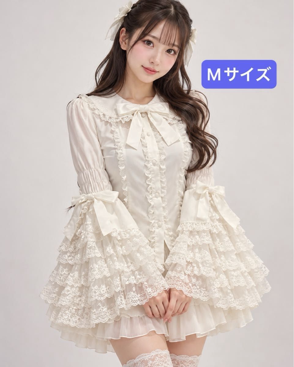 Preview of ★新品★ Mサイズ ロリータ ゴスロリ 姫袖 フリルブラウス レース ホワイト