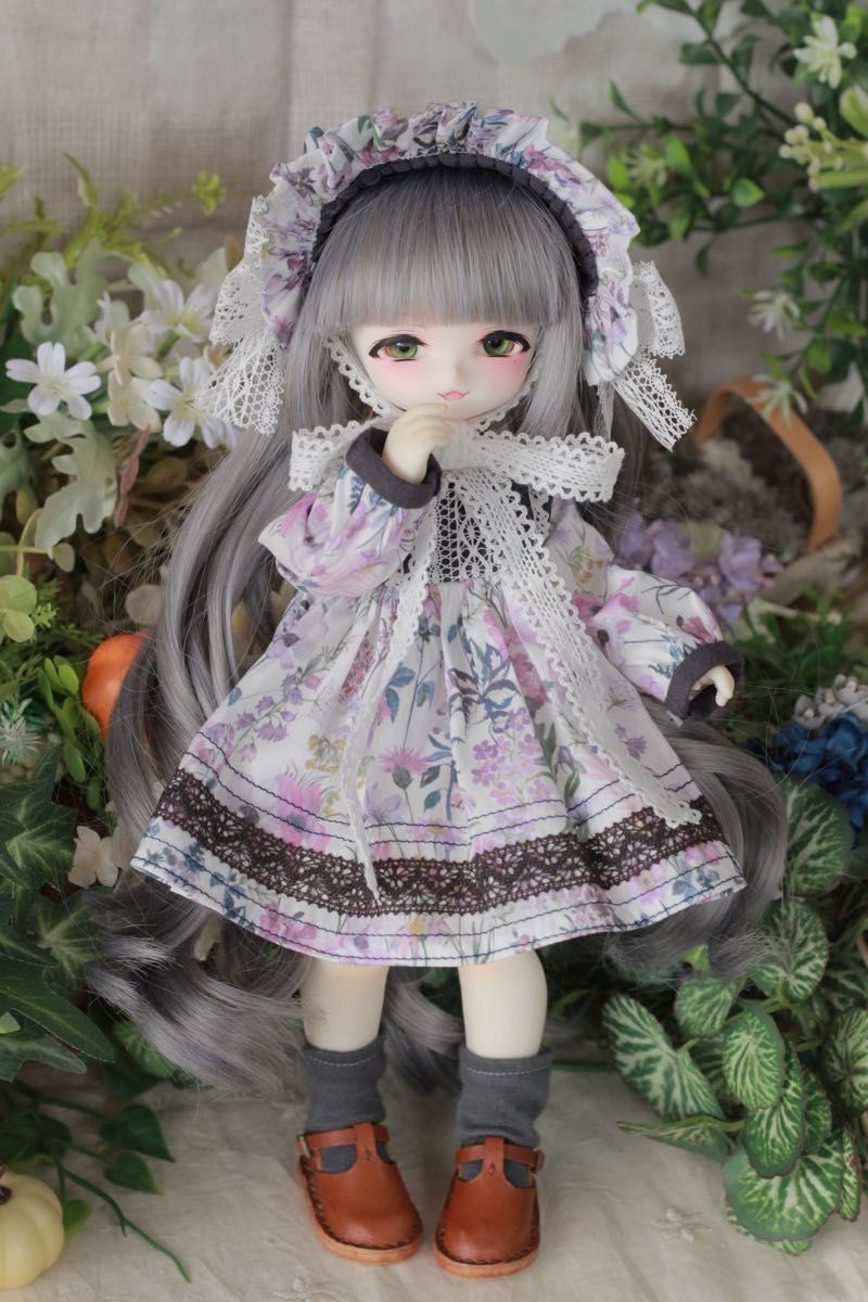 Preview of 【11/14まで】【TinyFox】花柄ワンピースとフリルリボンヘッドドレスのセット