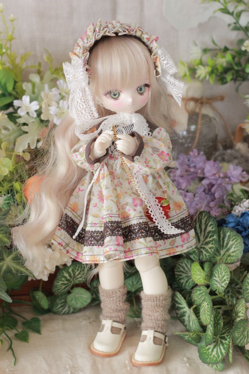 Preview of 【11/14まで】【TinyFox】花柄ワンピースとリボンフリルヘッドドレスのセット