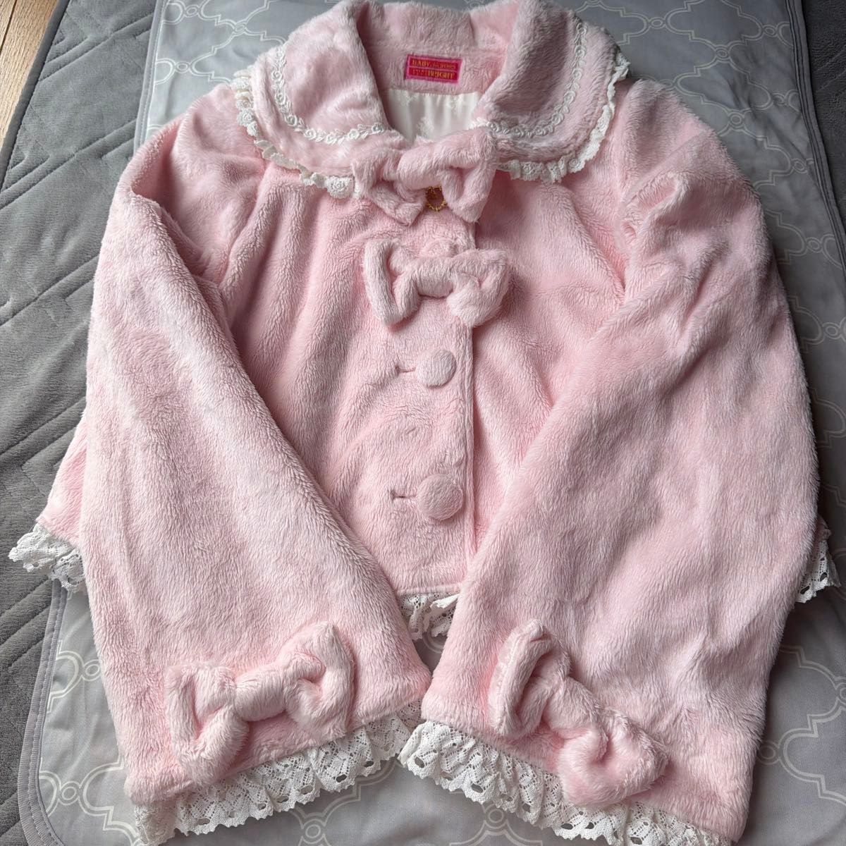 Preview of BABY, THE STARS SHINE BRIGHT Fur Coat Pink Ribbon Lace