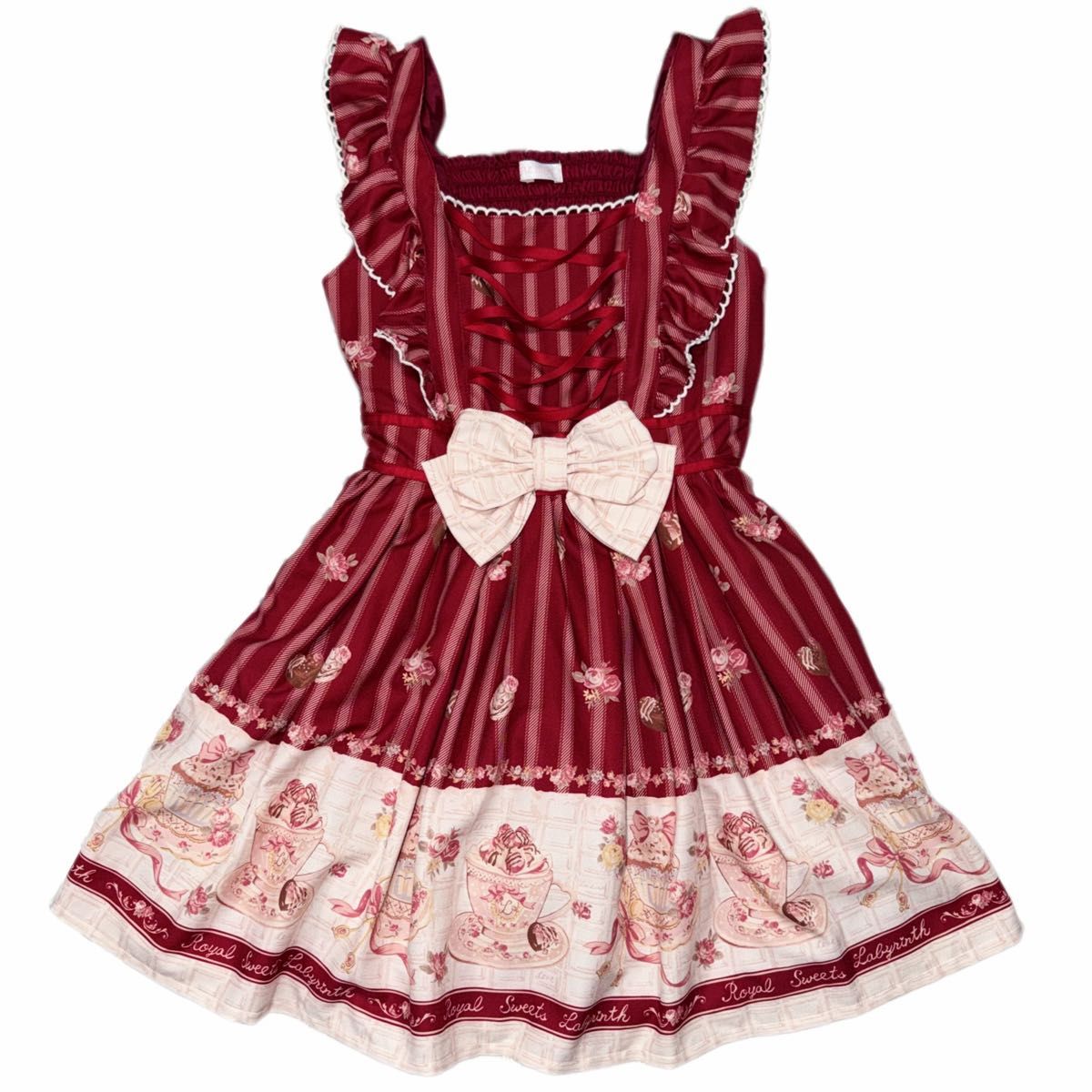 Preview of LIZ LISA ボルドー ストライプ柄 ノースリーブワンピース ロリータ服