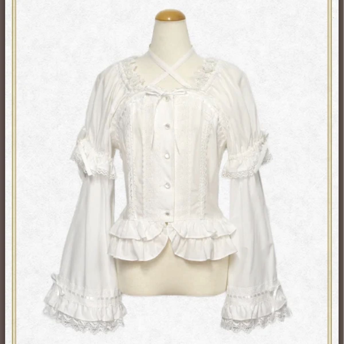 Preview of BABY, THE STARS SHINE BRIGHT Princess Sleeve Blouse, Princess Sleeve Back Shirring Blouse, Off-White (White)