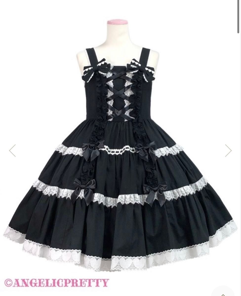 Preview of Angelic Pretty Shoulder Ribbon JSK Jumper Skirt, Black