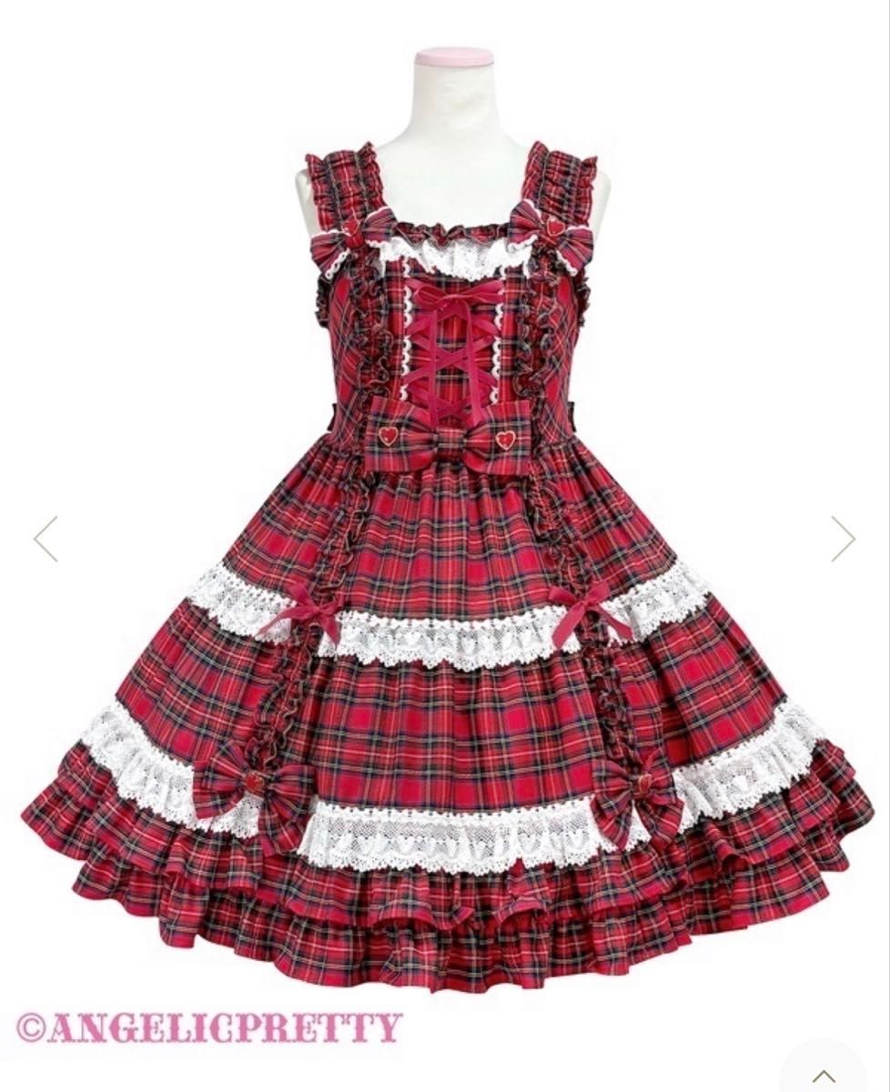 Preview of Angelic Pretty Lovely Tartan Check Jumper Skirt (Red)