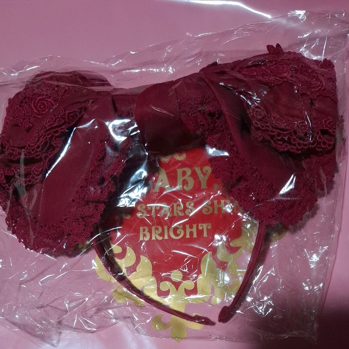 Preview of BABY, THE STARS SHINE BRIGHT Cameron Headband, Burgundy Lace