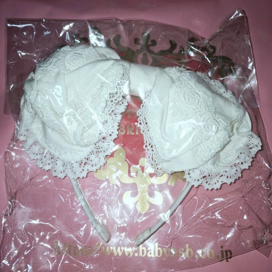 Preview of BABY, THE STARS SHINE BRIGHT Cameron Headband, Off-White, Lace Ribbon