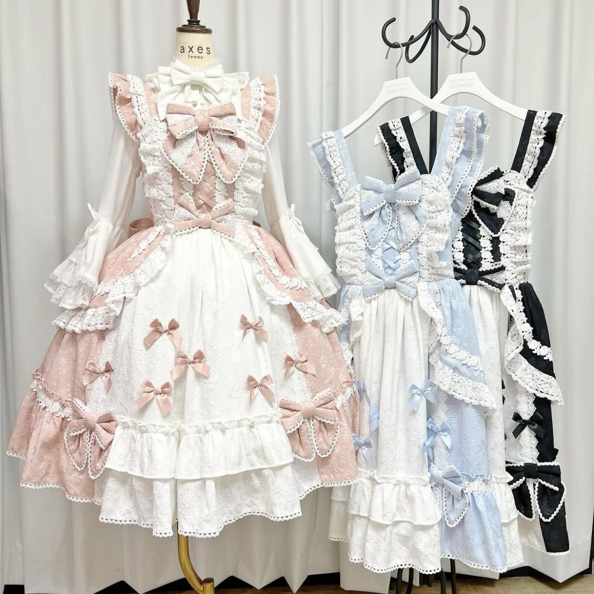Preview of ロリータ ワンピース フリル リボン レース ドレス ピンク
