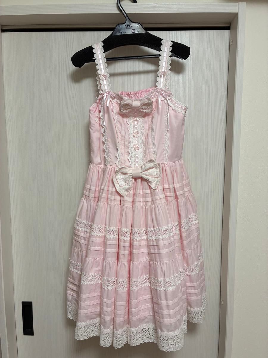 Preview of Lolita-style frill ribbon jumper skirt, pink lace, BABY, THE STARS SHINE BRIGHT