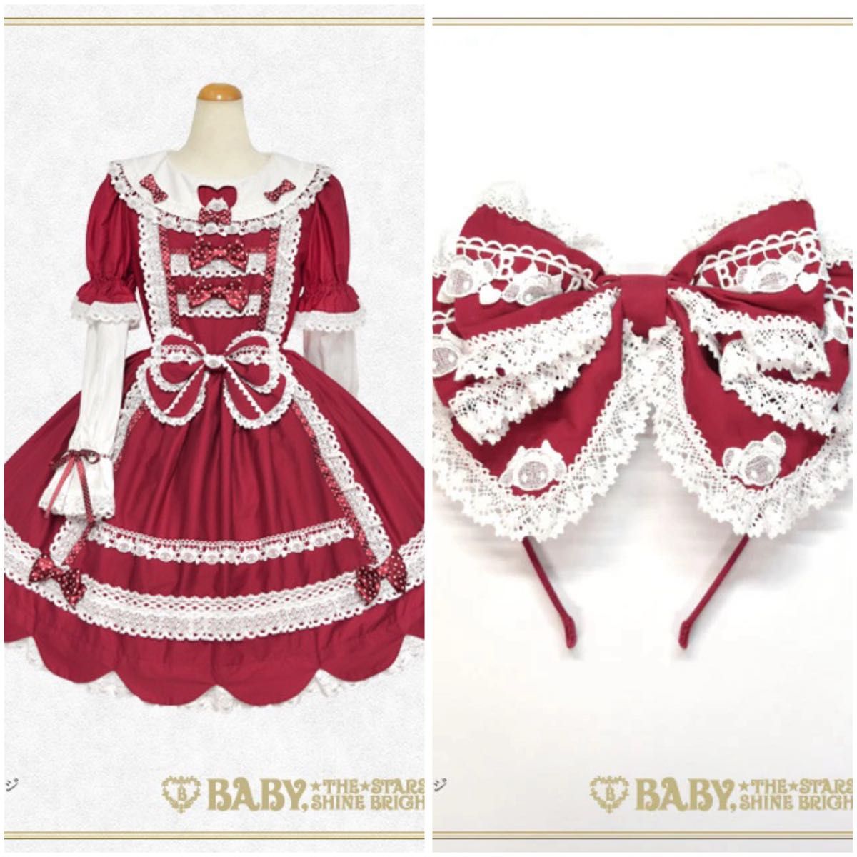 Preview of BABY くみゃちゃんのHeart Sugar Decoration ワンピース カチューシャ エンジ ロリィタ ロリータ