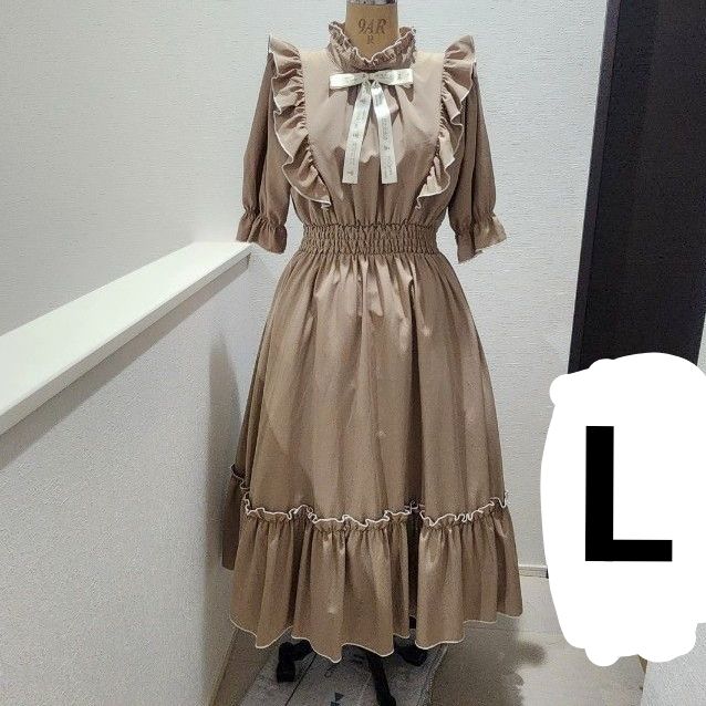 Preview of 青木美沙子 ニナス 配色メローワンピース フリル リボンブローチ付き しまむら しまみさ NINA'S ロリィタ ロリータ L