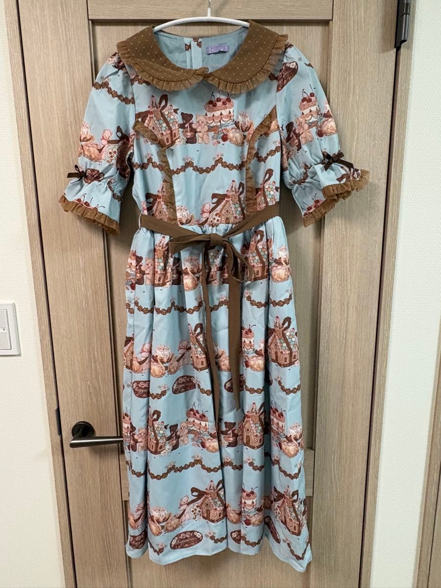 Preview of axes femme kawaii お菓子の家柄ワンピース ミント ロリータ