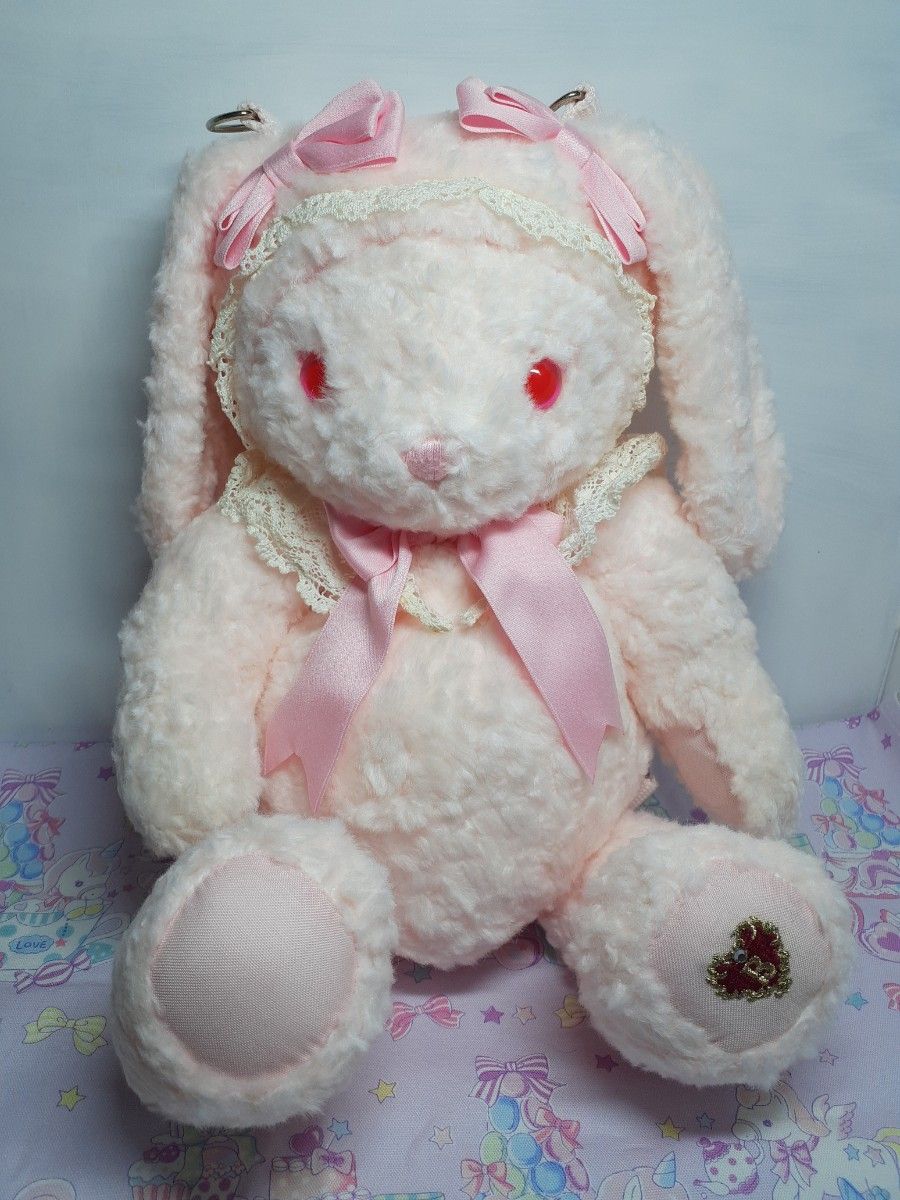 Preview of BABY, THE STARS SHINE BRIGHT Usakumya Mini Backpack (Pink) - Slight discoloration on the lace portion.