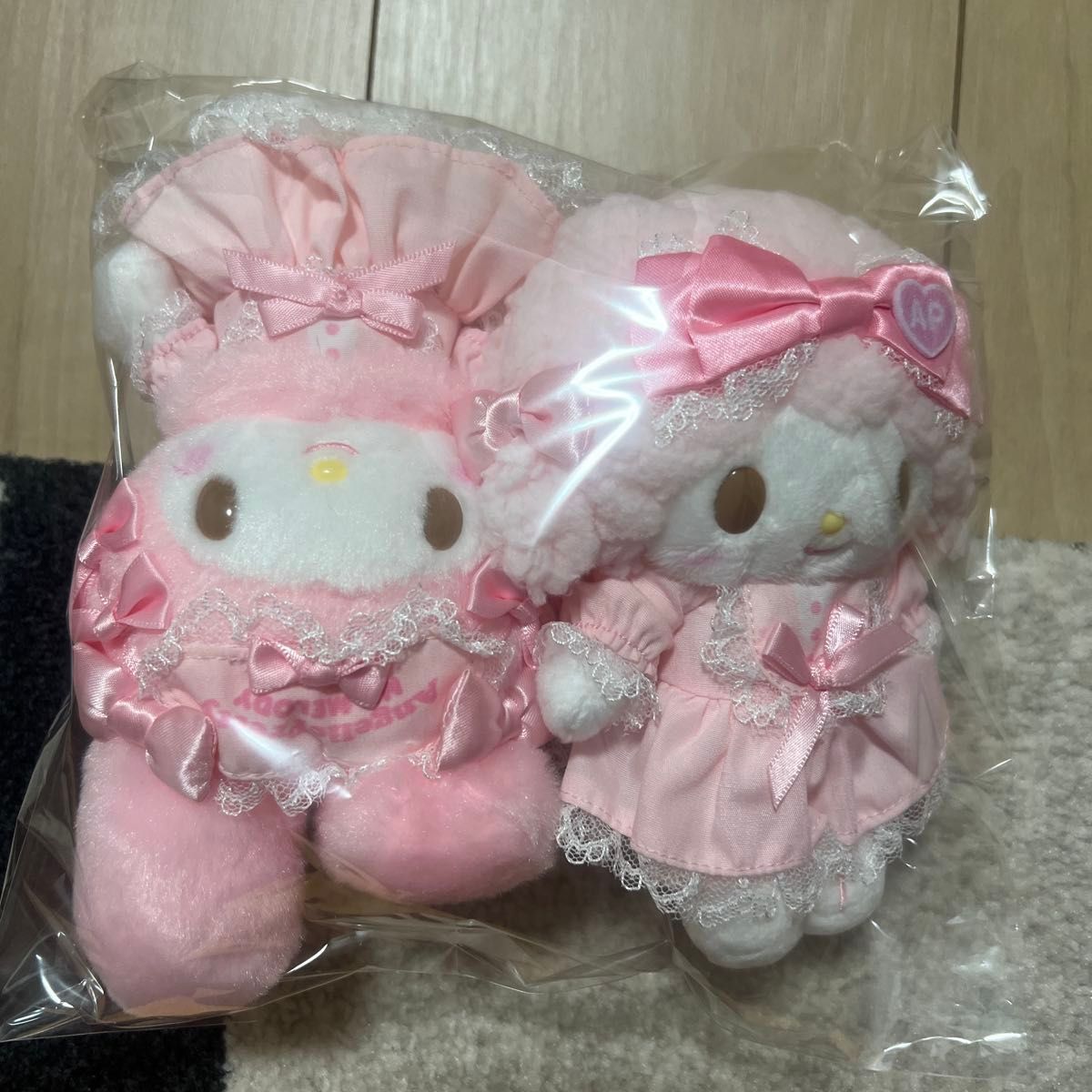 Preview of Immediate shipping. Brand new, unopened Angelic Pretty My Melody plush toy mascot set of 2.