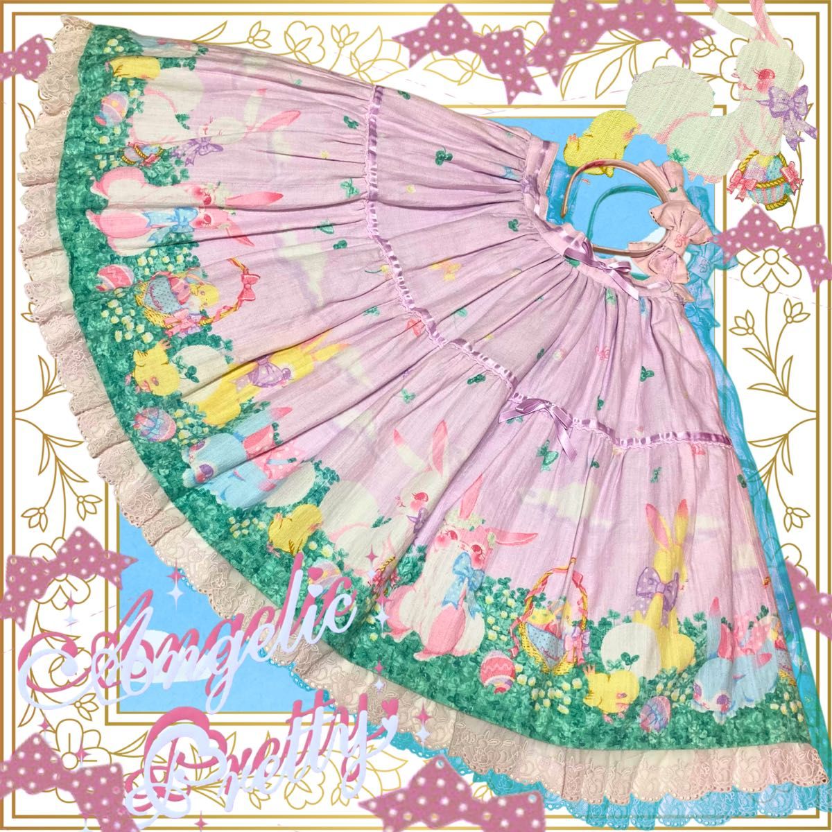 Preview of angelic pretty/happy gardenスカート+カチューシャ/春/ロリータ/ラベンダー/リリカルバニー/イースター