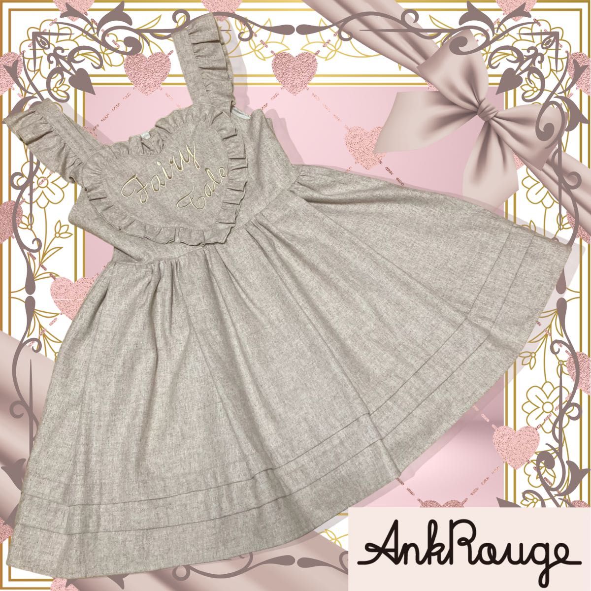 Preview of Heart Fairy Tale One-Piece Dress/Jumper Skirt/Ank Rouge/Lolita Mass-Produced Type Landmine-Style Apron Dress Style