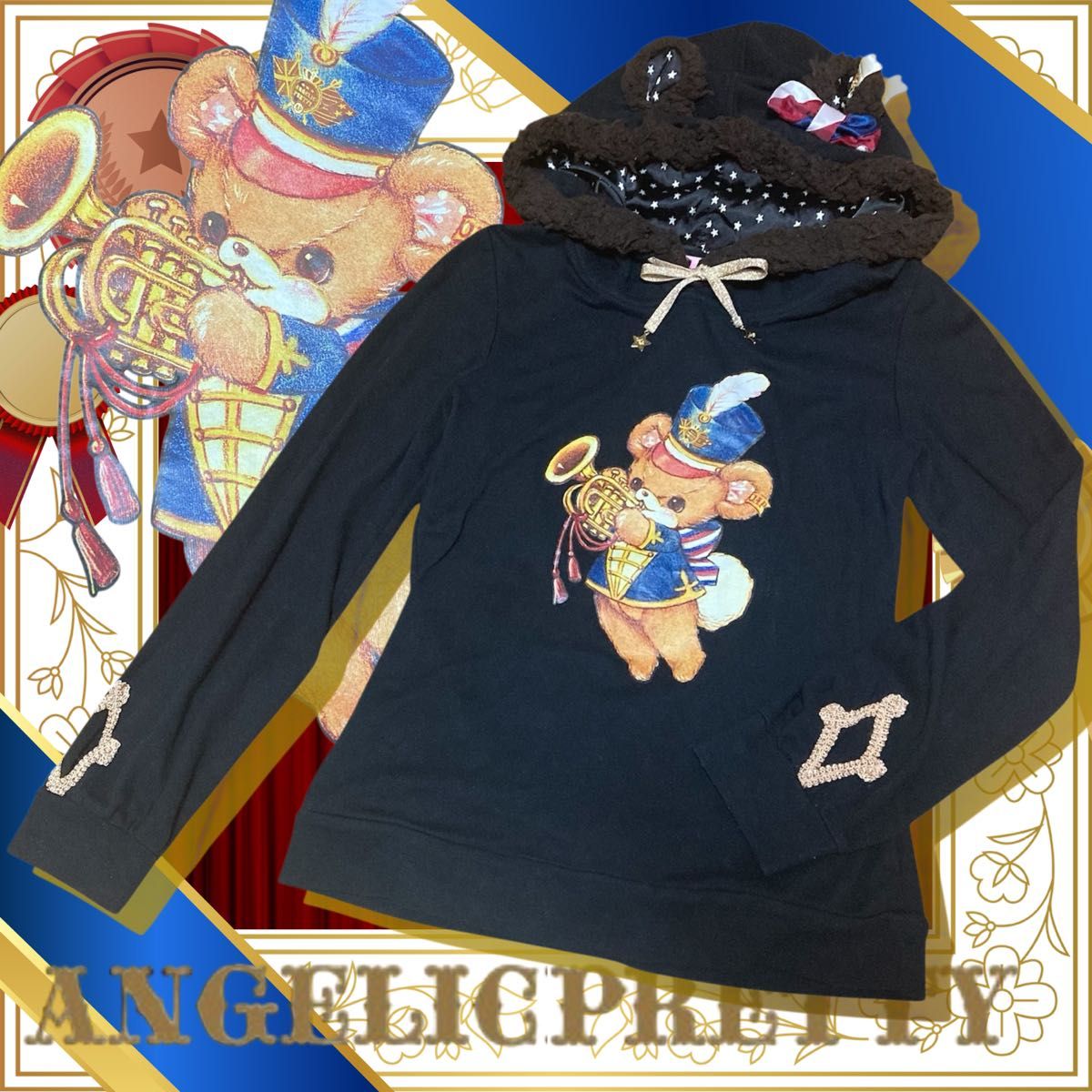 Preview of Toy March hooded black cut and sew top / Angelic Pretty / Lolita / Angelic Pretty / Lolita / Mass-produced type, Jirai-kei, Hanikami Bear