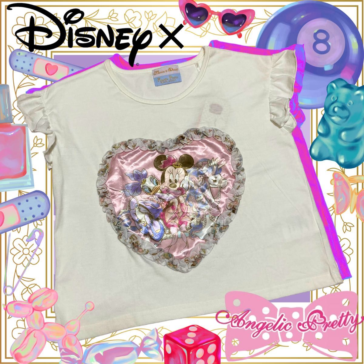 Preview of ミニー&デイジーコラボ白カットソー/AngelicPretty/ロリィタ/ロリータ/量産型地雷系/ディズニー夏服ホワイトユニコーン